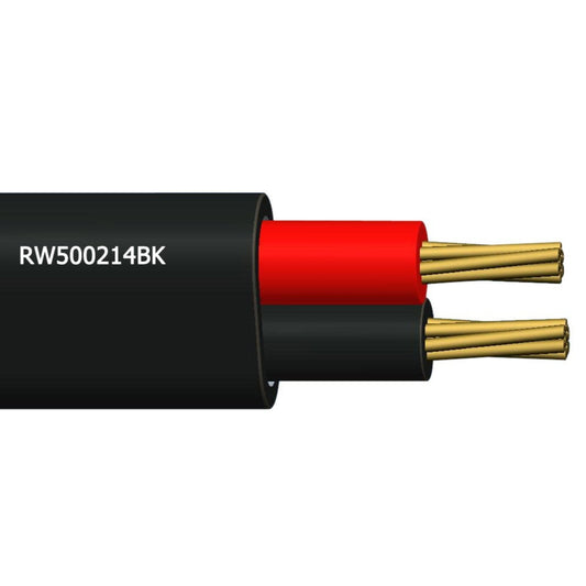 Speaker Cable - 14 AWG, Flat, Double Insulated, Black - Per meter - BG AudioVisual
